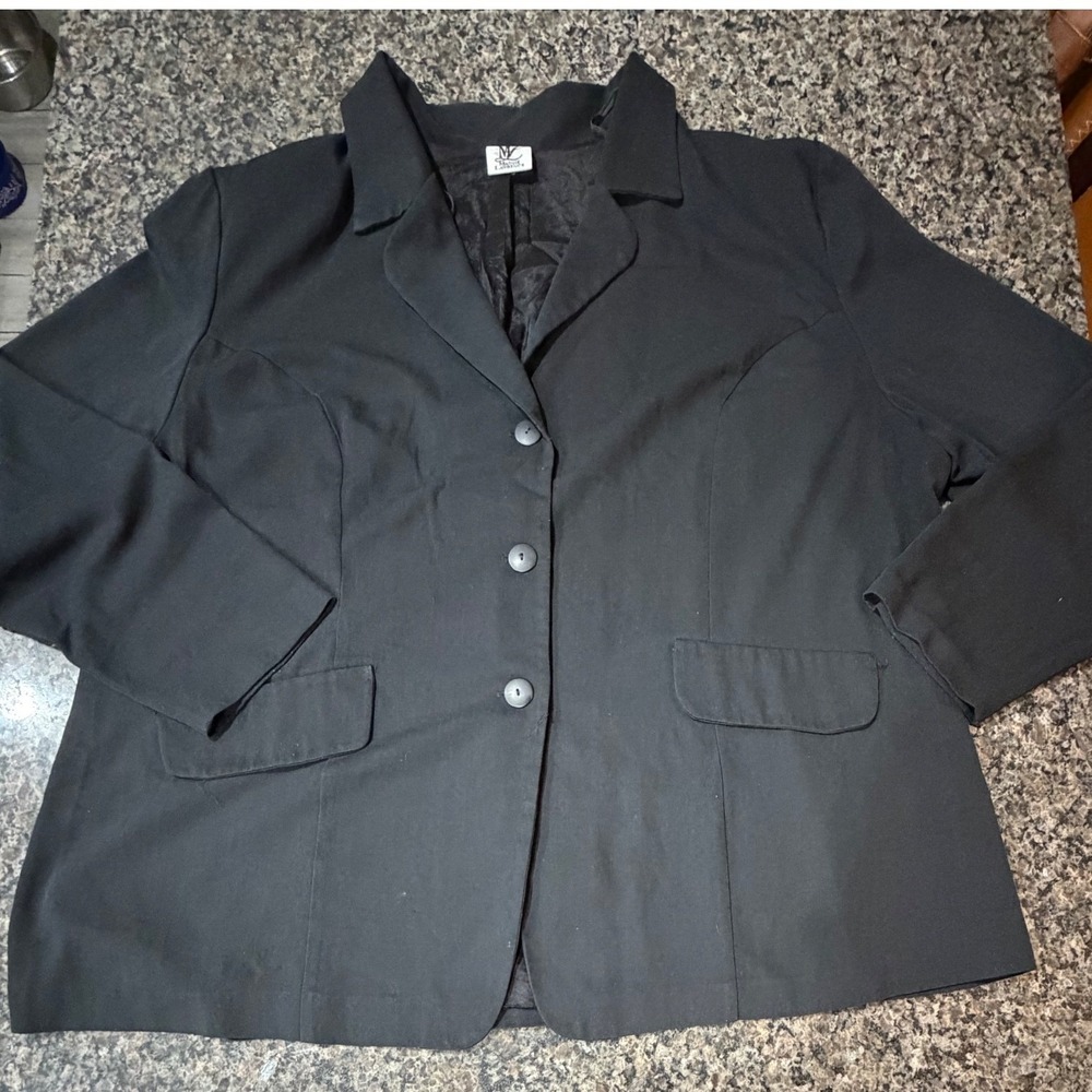 Maggie Lawrence Black Three Button Blazer Jacket Professional Workwear Plus Size